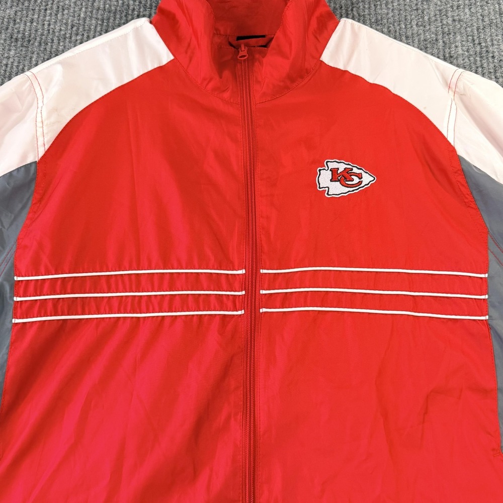 Kansas City Chiefs Jacket Mens Large Red NFL Football Reebok Zip Windbreaker - Picture 6 of 16